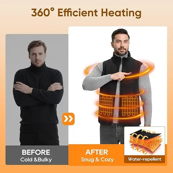 Electric heated vest with three temperature control settings and smart button