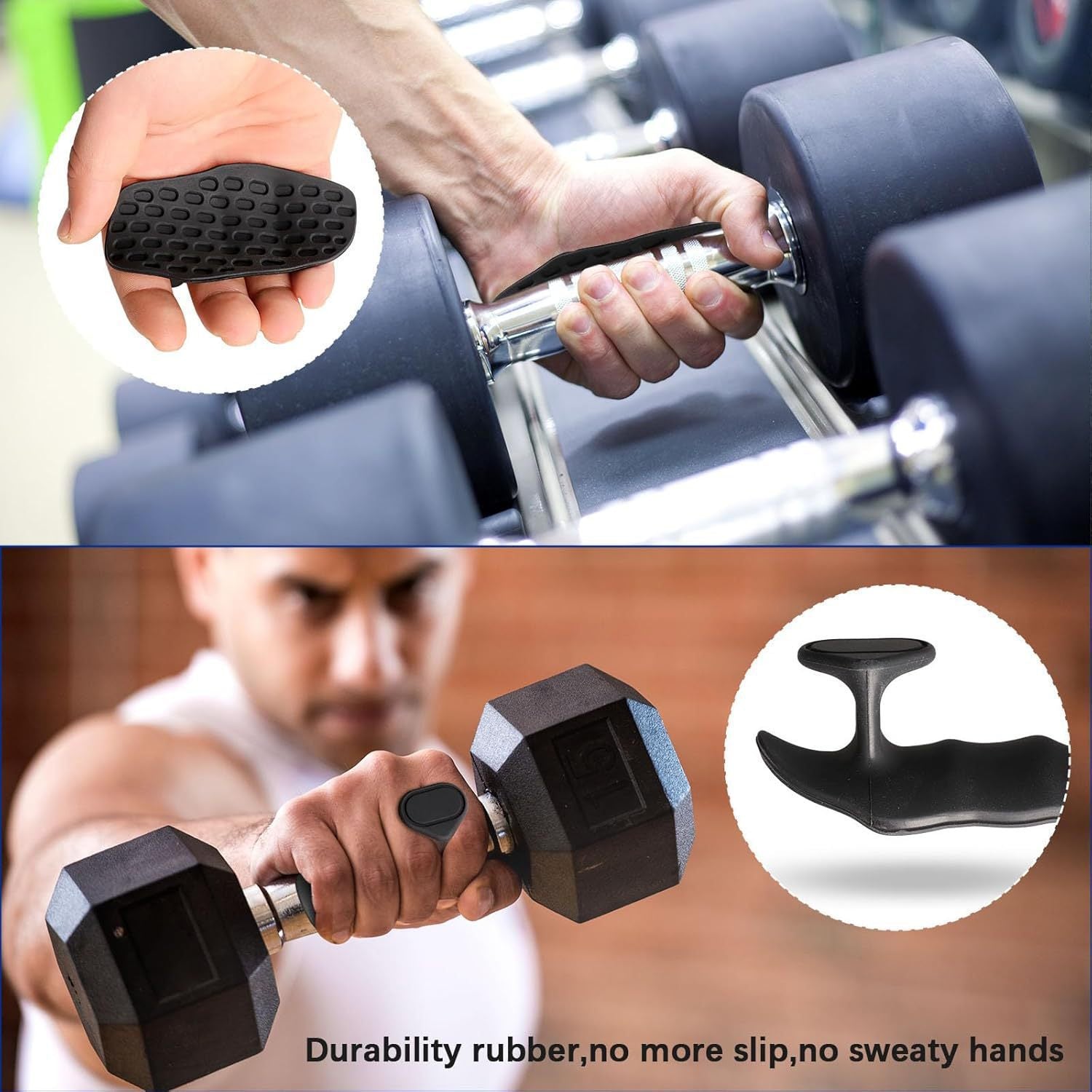 Ergonomic Rubber Gym Grips – Non-Slip Workout Hand Protectors for Men & Women | Weight Lifting & Pull-Up Grips