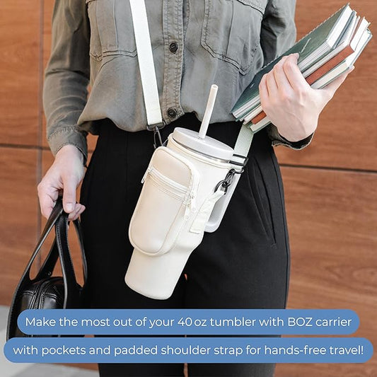 Thermal tumbler for hot and cold beverages featuring a durable handle.