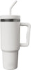 Double wall insulated coffee tumbler with sturdy handle.